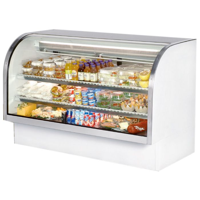 True&reg; White Curved Glass Refrigerated Deli Case, 37.1 Cubic Ft