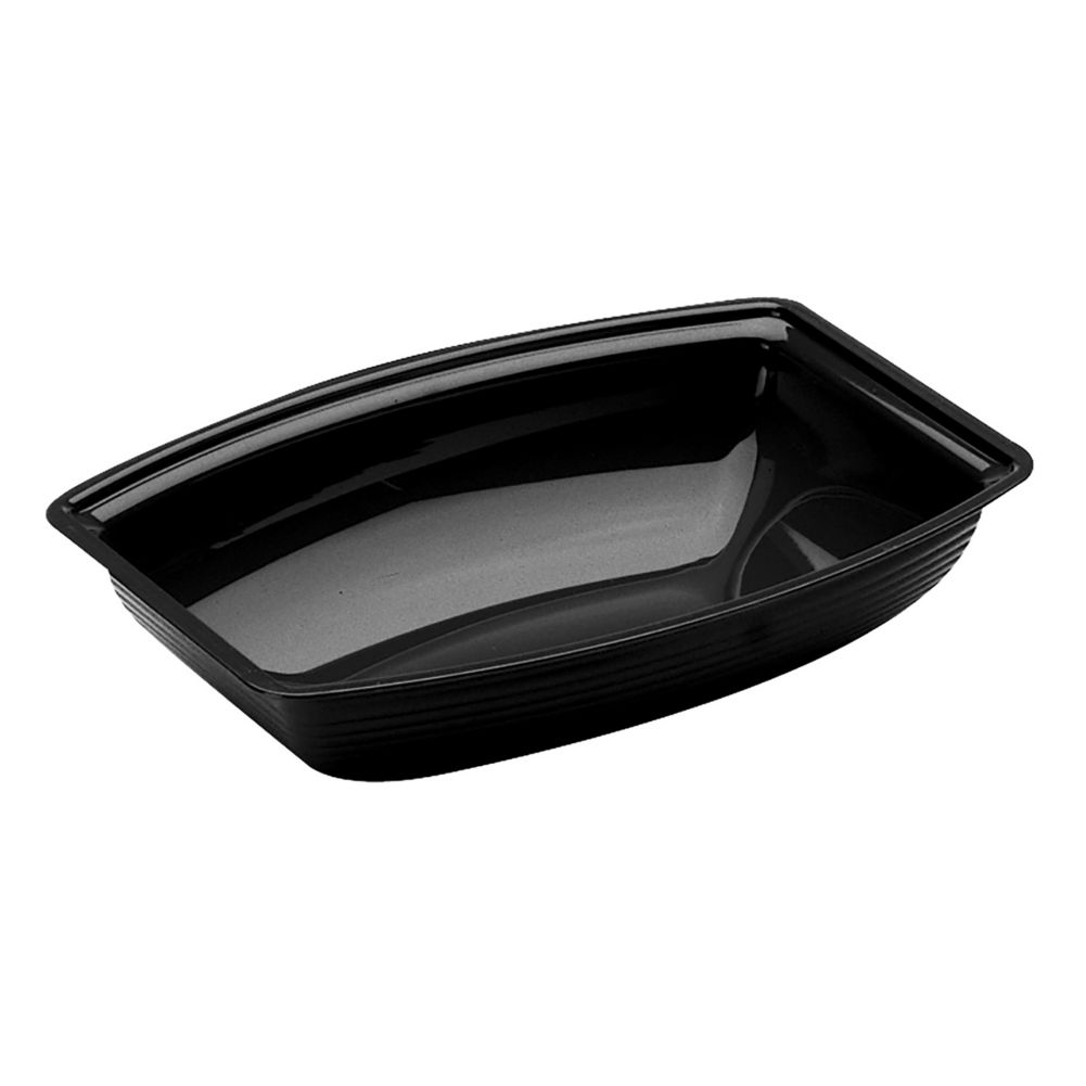 Cambro&reg; Camwear&reg; Black Rectangular 2.9 Qt. Ribbed Bowl