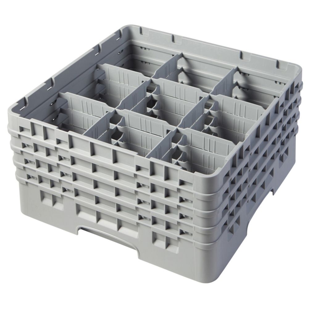 Cambro Camrack&reg; Full Size 9 Compartment Glass Rack, Soft Gray