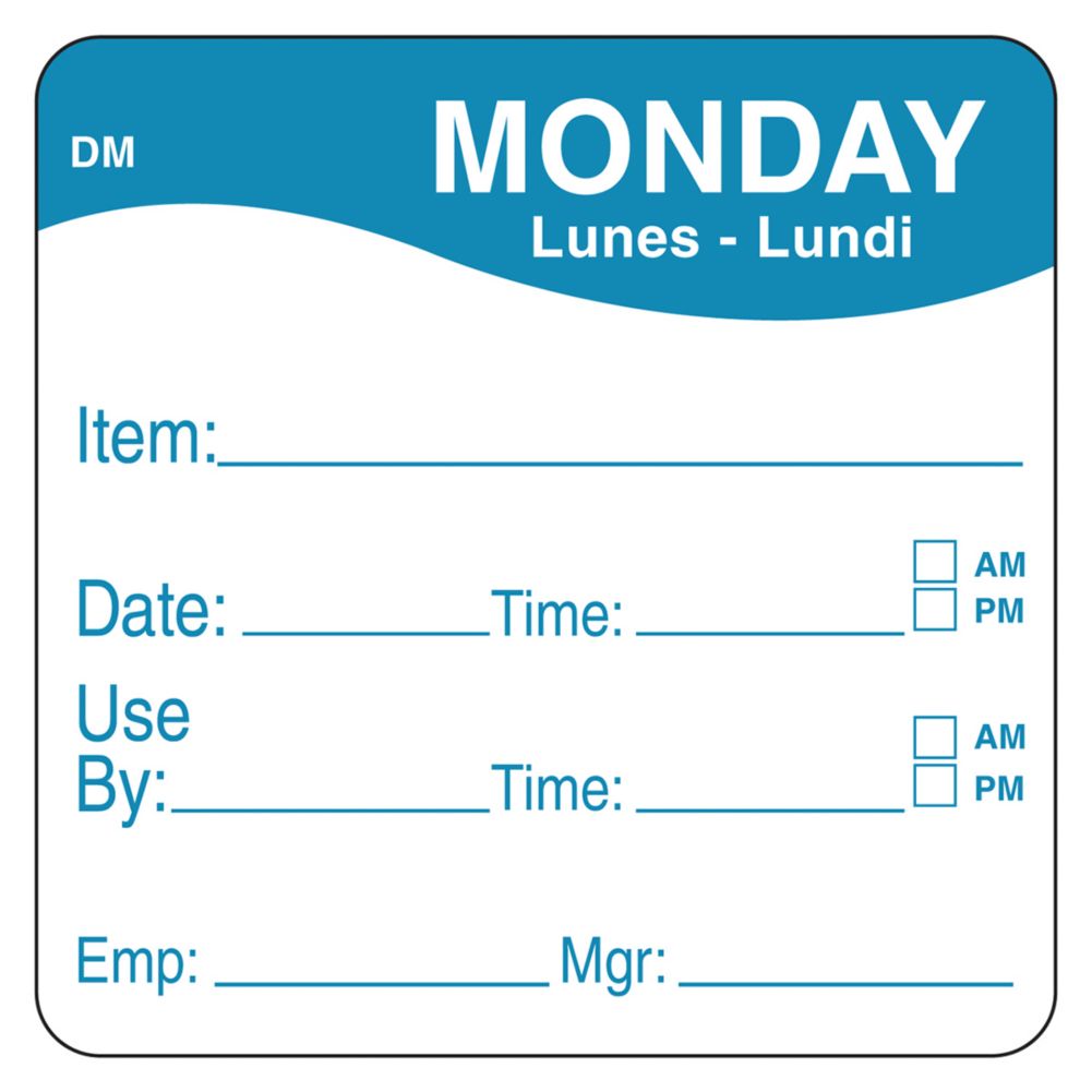 DayMark DissolveMark&trade; 2" Monday Use By Day Square