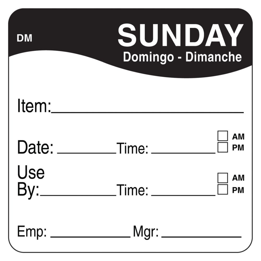 DayMark DissolveMark&trade; 2" Sunday Use By Day Square