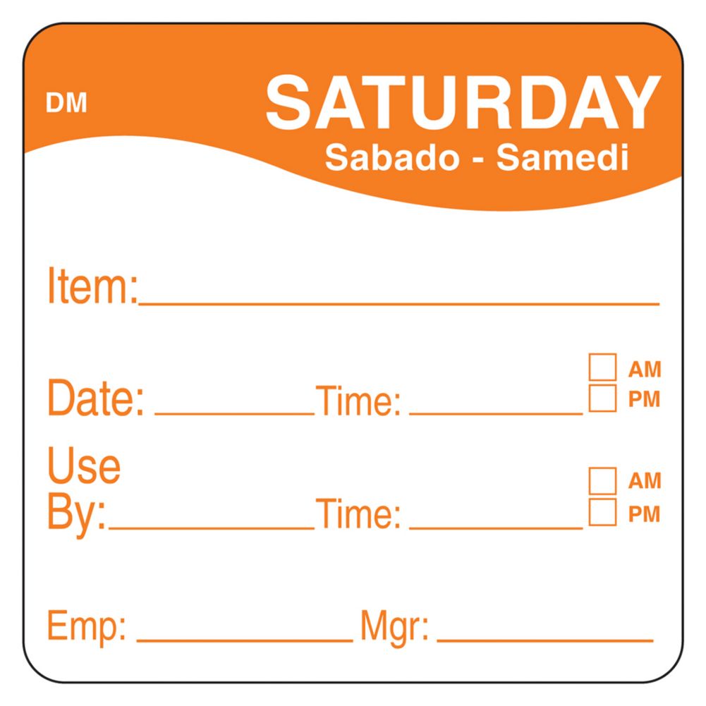 DayMark DissolveMark&trade; 2" Saturday Use By Day Square