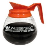 Bloomfield&reg; Orange Handle Glass Decaf Decanter w/ Wasserstrom Logo