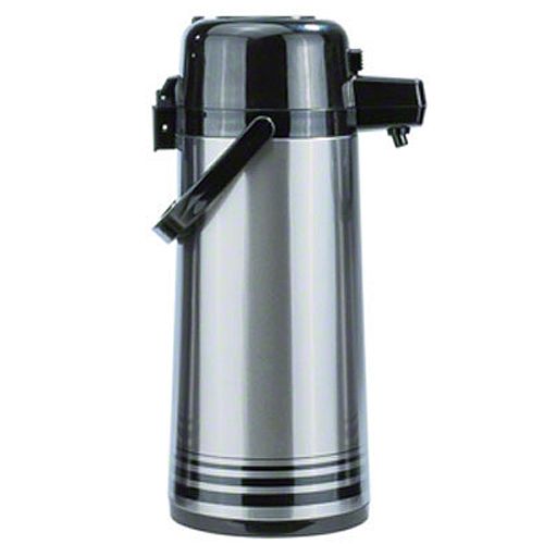 Update International Brushed S/S 2.5 L Airpot w/ Black Push Top