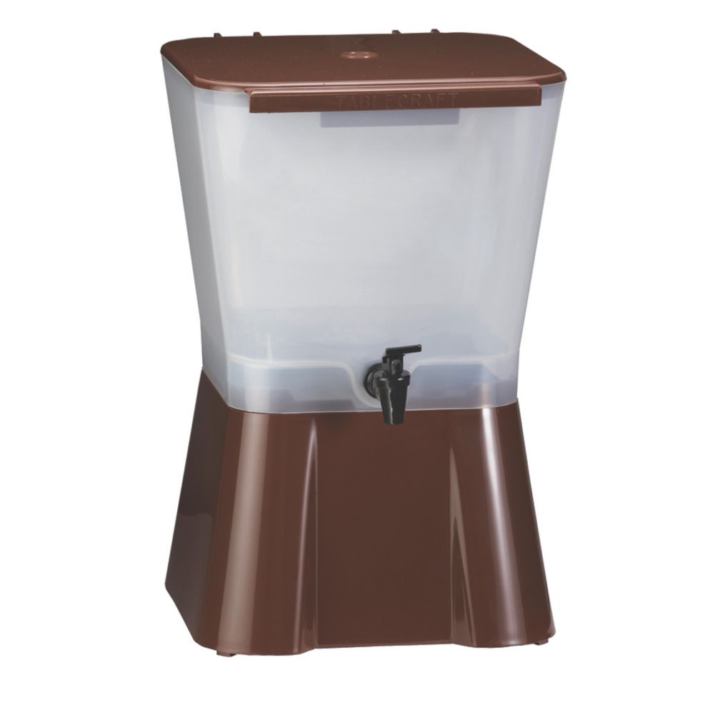 Tablecraft 3 Gal. Brown & White Plastic Beverage Dispenser