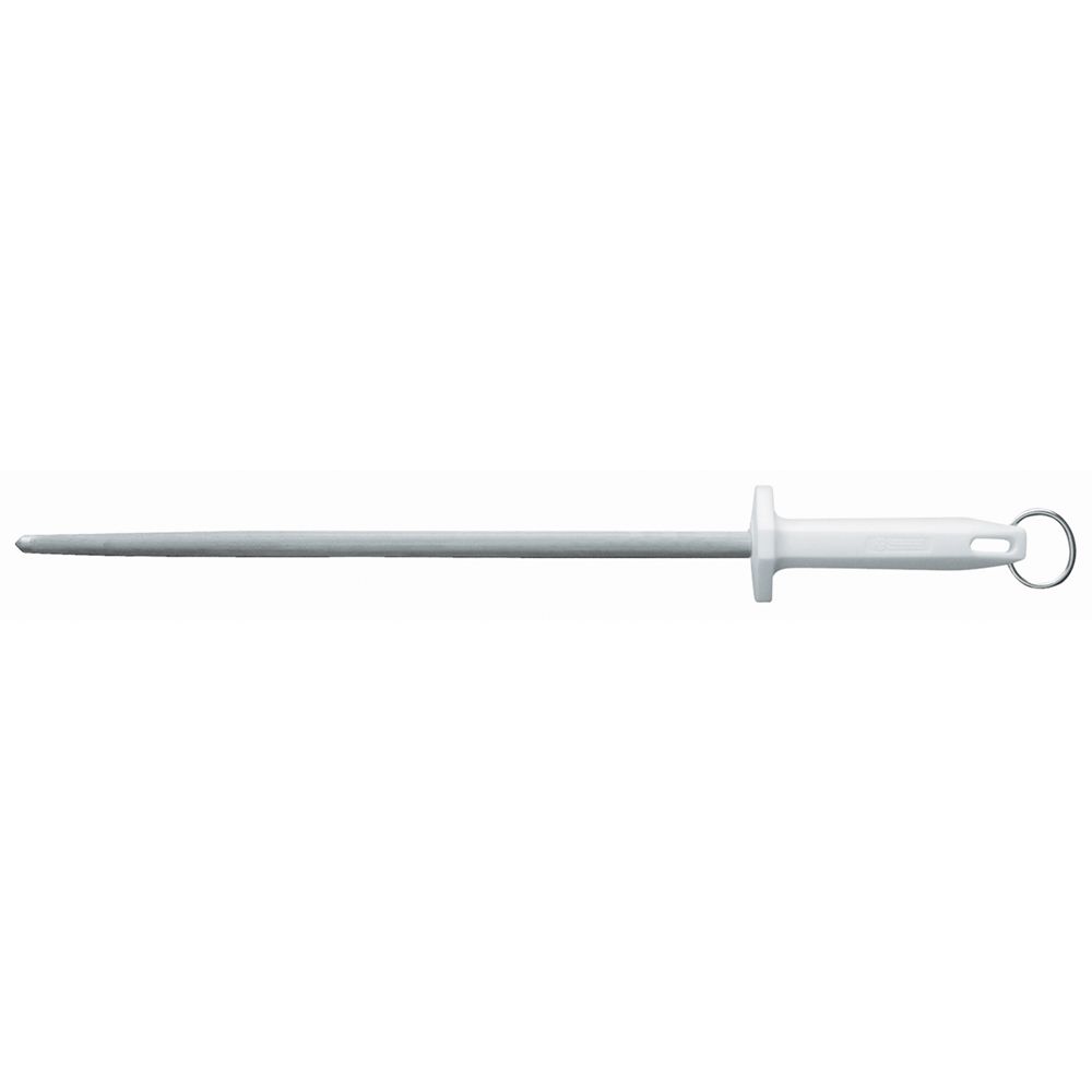 Mundial Round Regular Cut Sharpening Steel w/ White Handle - 14"