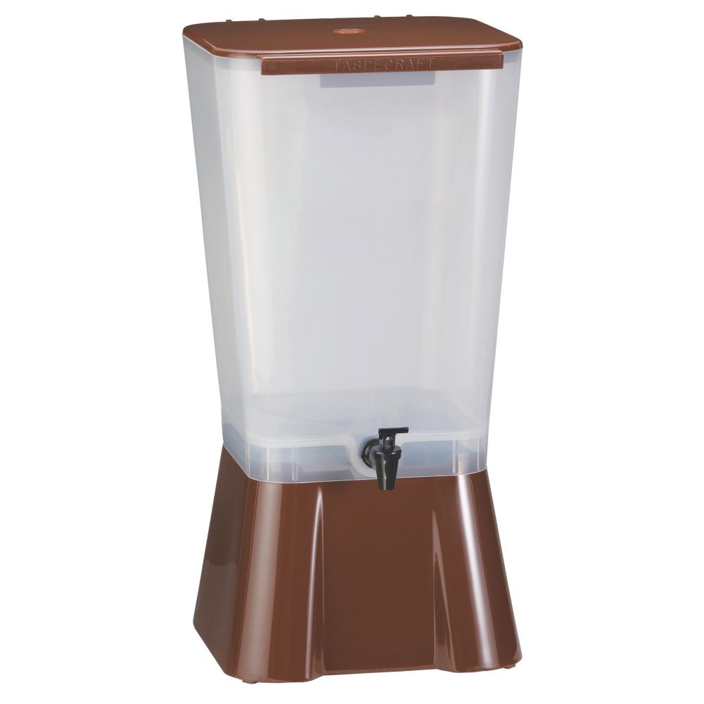 Tablecraft 5 Gal. Brown & White Plastic Beverage Dispenser