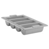 4-Compartment Cutlery Bin W/ Handles, Grey