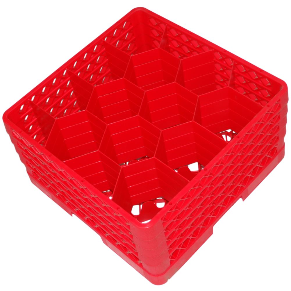 Traex&reg; 12 Compartment Red Glass Rack with 4 Extenders