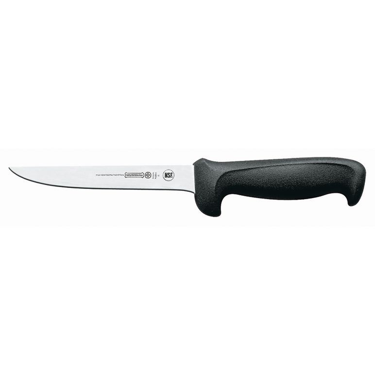 Mundial Stiff Wide Boning Knife w/ Black Poly Handle - 6"