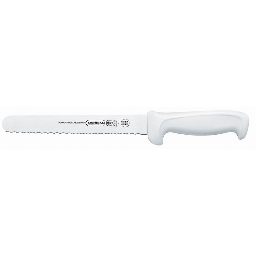 Mundial Serrated Edge Utility Slicer Knife w/ White Handle - 8"