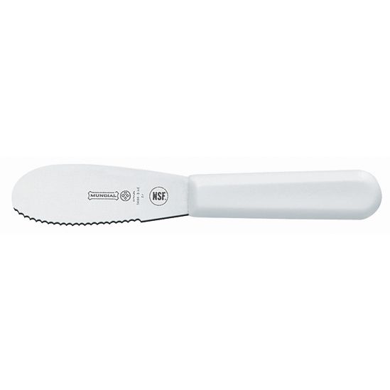 Mundial Serrated Edge Sandwich Spreader w/ White Handle - 3-1/2"