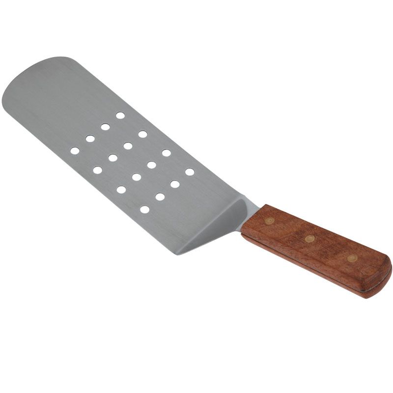 Satin Finish S/S Flexible Perforated Turner w/ Wooden Handle, 14