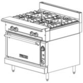 Vulcan Hart 36" Gas Range w/ 4 Burners and Standard Oven