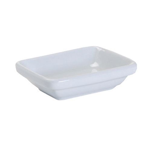 Tuxton&reg; 2 Oz. Porcelain White Rectangular Sauce Dish