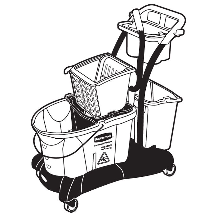Rubbermaid WaveBrake&reg; Yellow 35 Qt Side Press Mop System Trolley