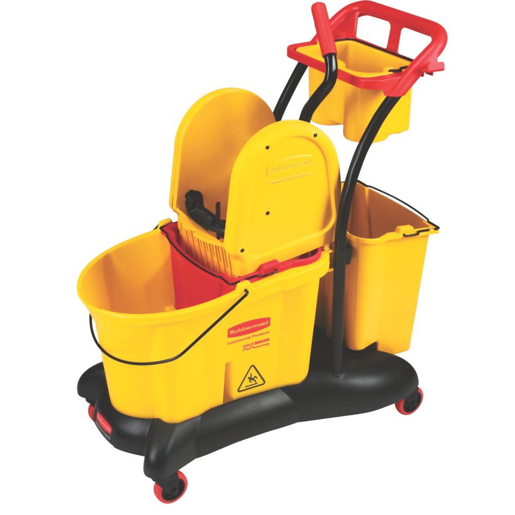 Rubbermaid WaveBrake&reg; Yellow 35 Qt Down Press Mop System Trolley