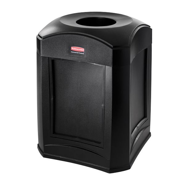 Rubbermaid Landmark Black Standard Funnel Top 35 gal Trash Container