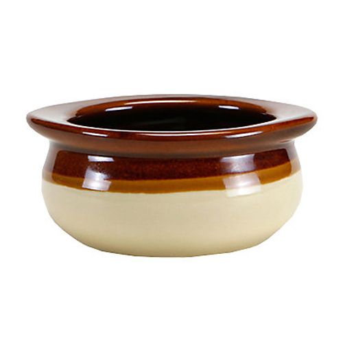 Tuxton&reg; 12 Oz. Caramel/Eggshell Onion Soup Crock
