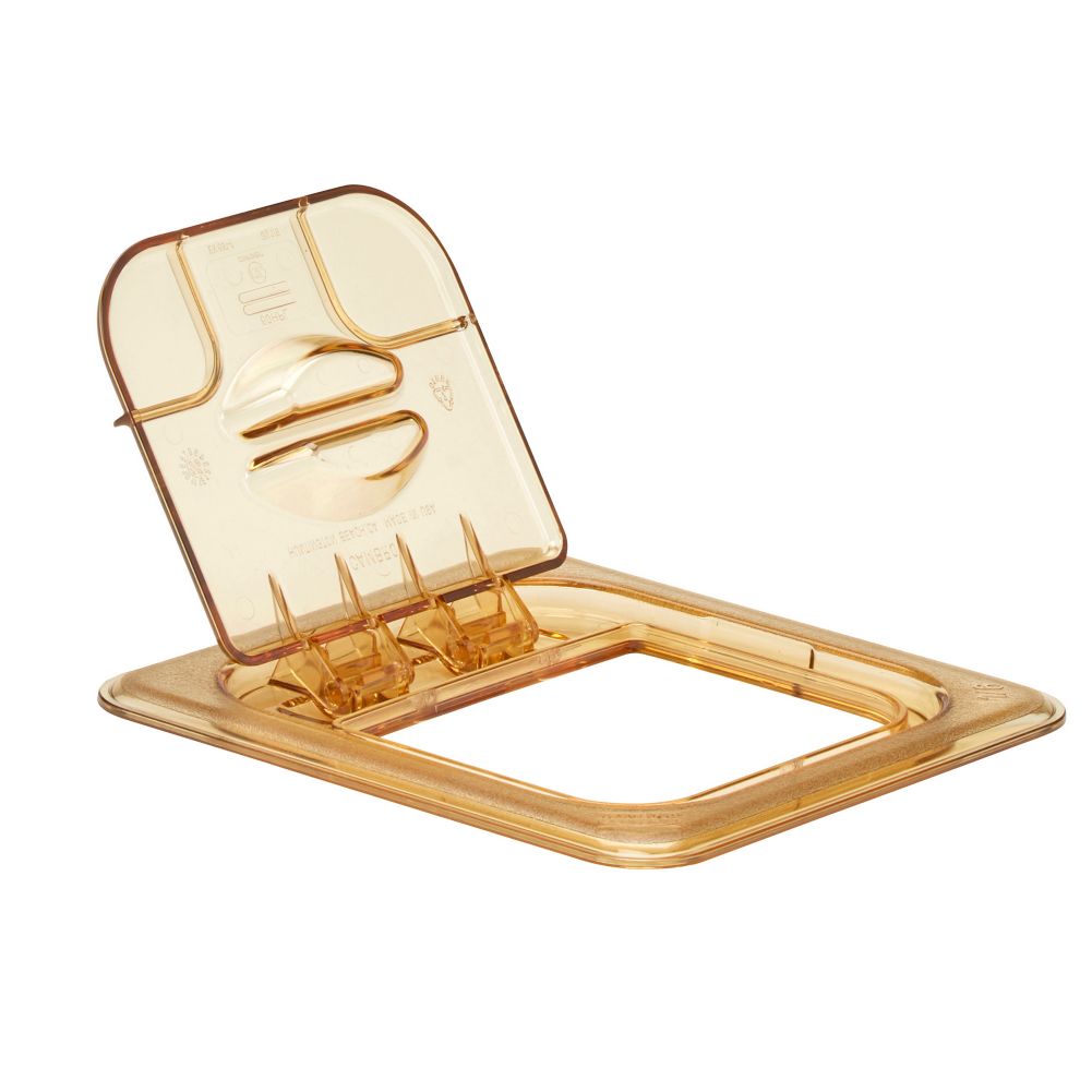 Cambro Amber 1/6 Size Solid H-Pan&trade; FlipLid&reg;
