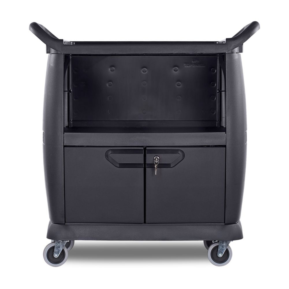 Carlisle Small Bussing Cart w/ Door and Panels, Black
