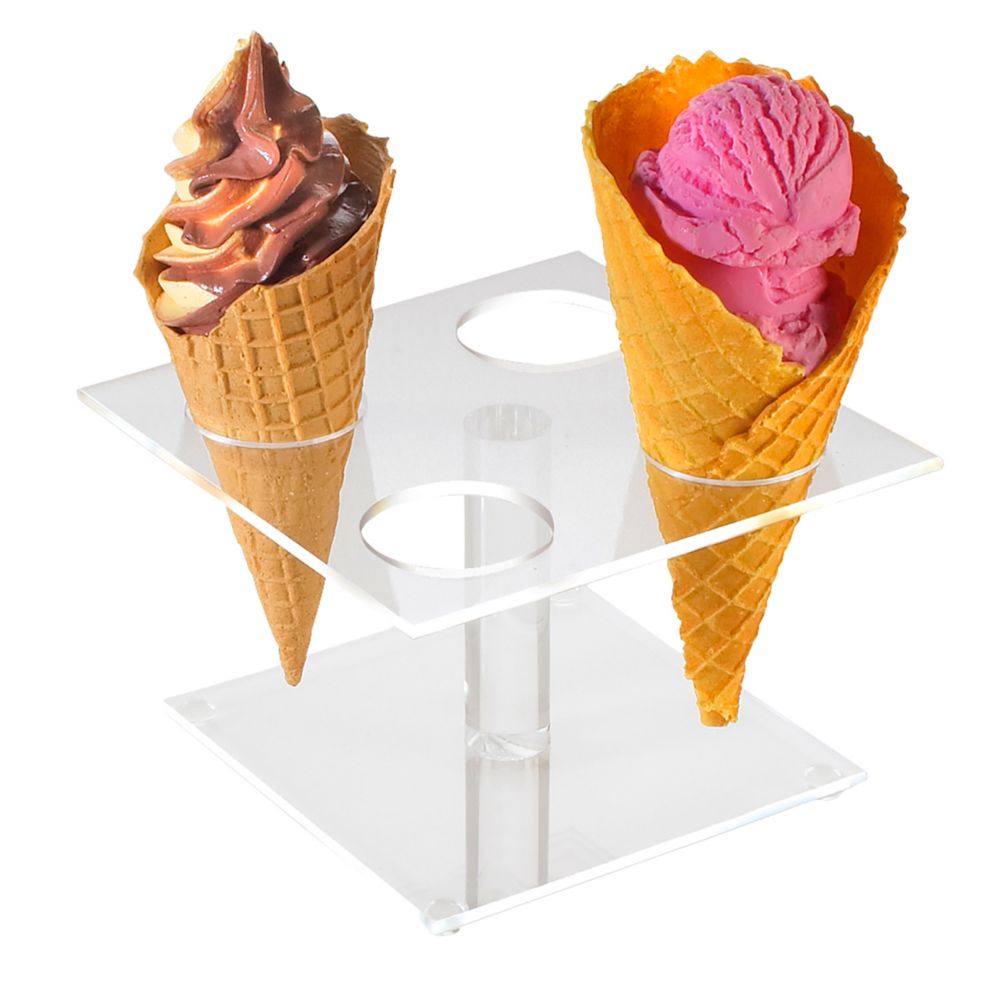 Cal-Mil&reg; Clear 4 Pedestal Waffle Cone Holder