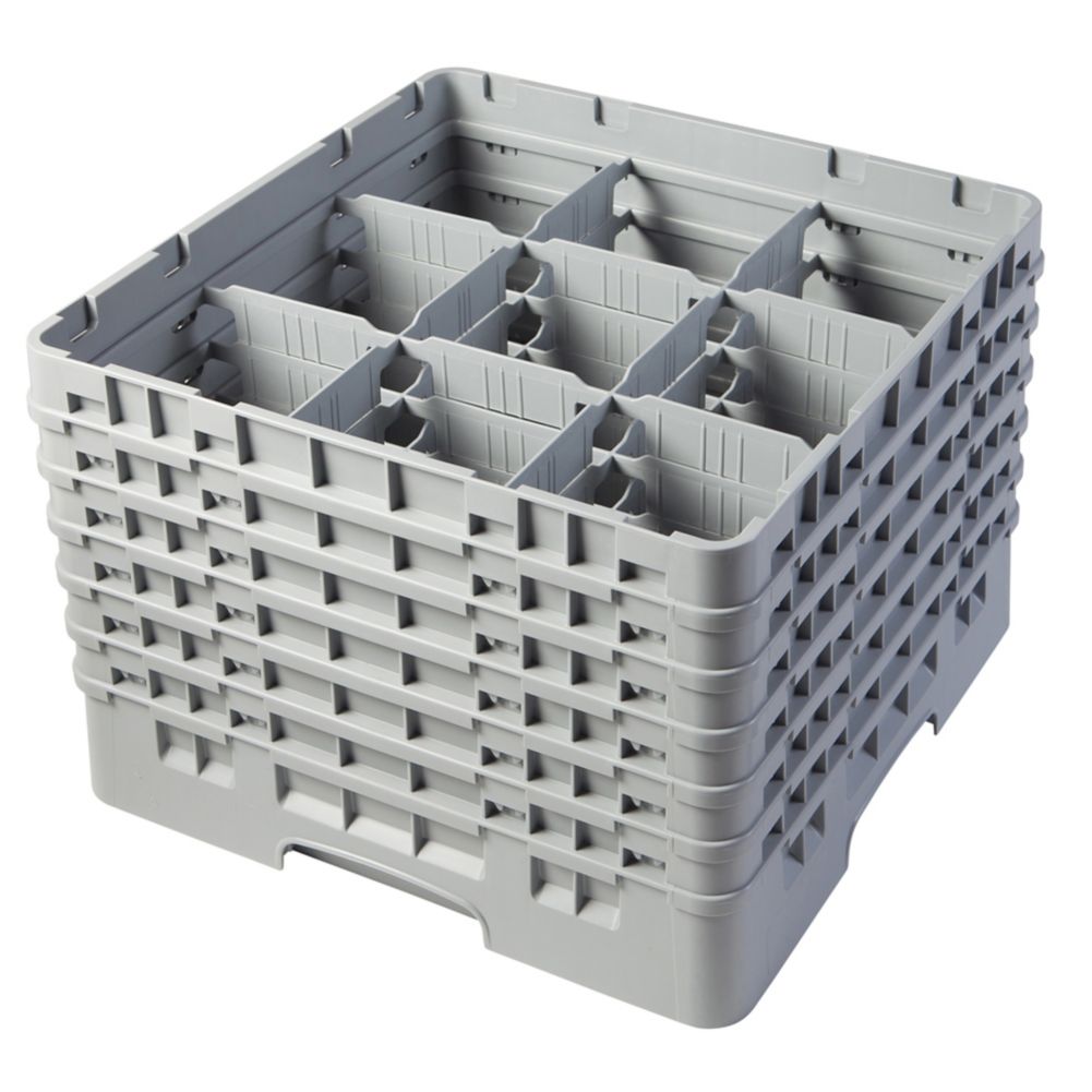 Cambro Camrack 9 Comp Full Size Glass Rack w/ 6 Extenders, Soft Gray