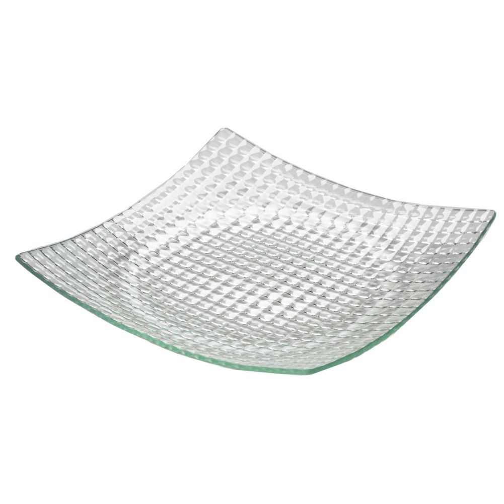 Steelite Creations Frosted Glass 11-1/2" Square Cubol Dimple Dish