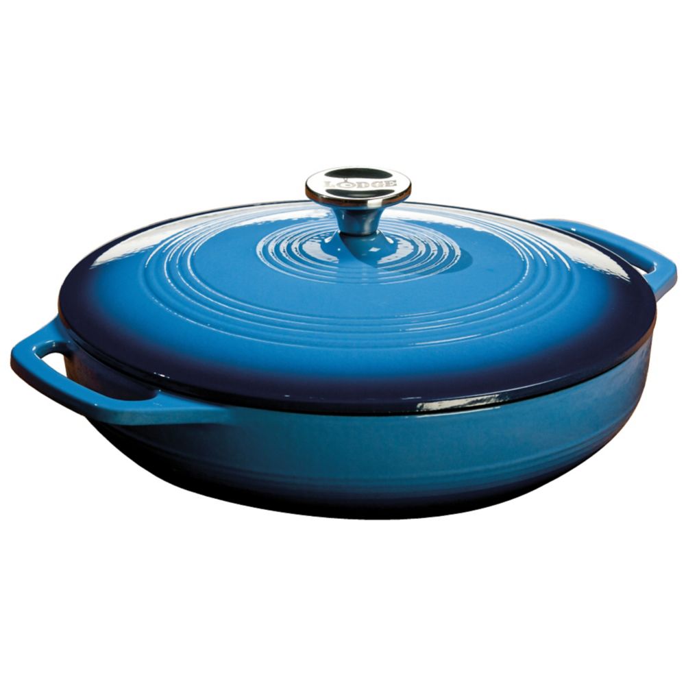 Lodge 3 Qt. Enamel Covered Caribbean Blue Covered Casserole Dish