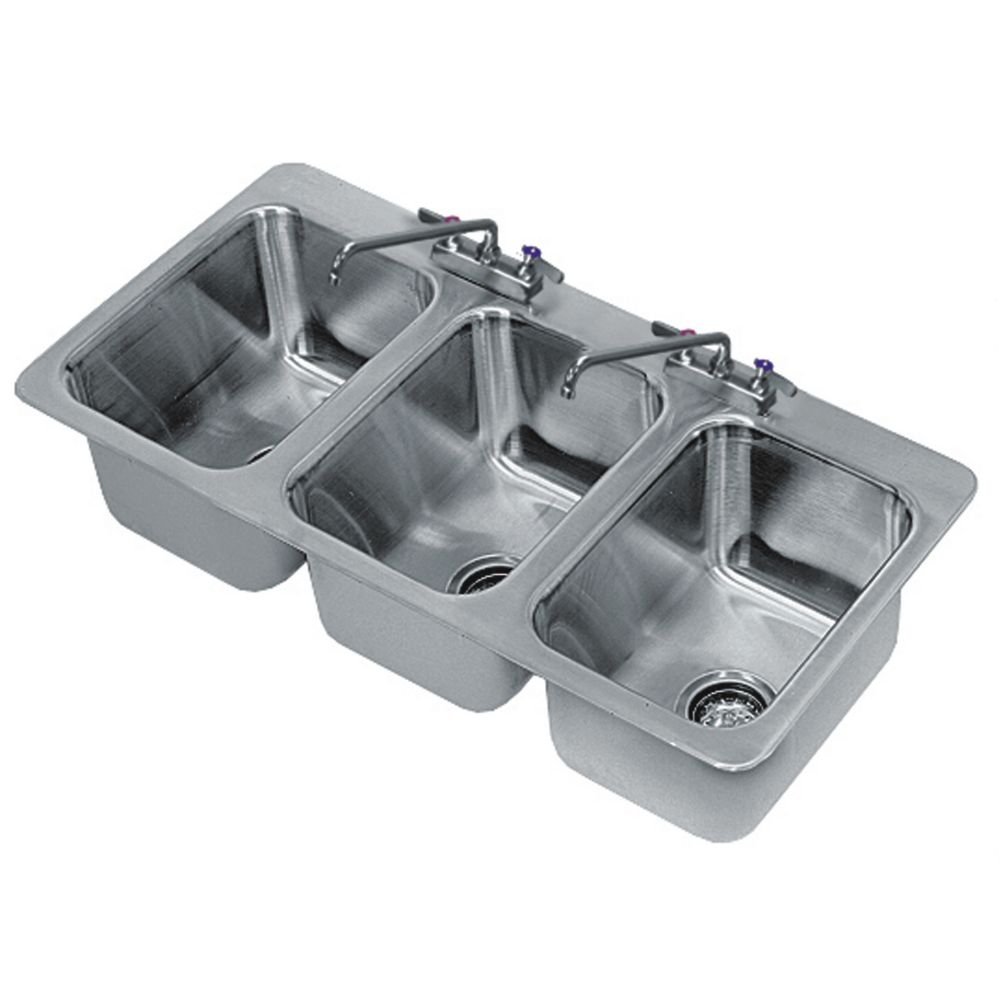 Advance Tabco 10x14x10in. 3 Compartment Drop-In Sink, DI-3-10-1X