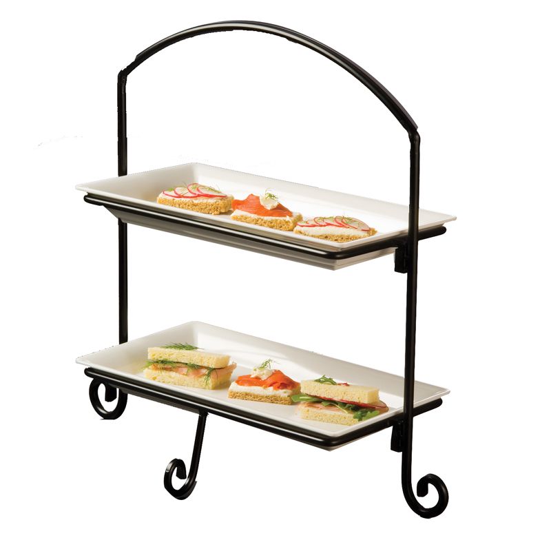 American Metalcraft Ironworks&trade; Black 2-Tier Iron Platter Stand