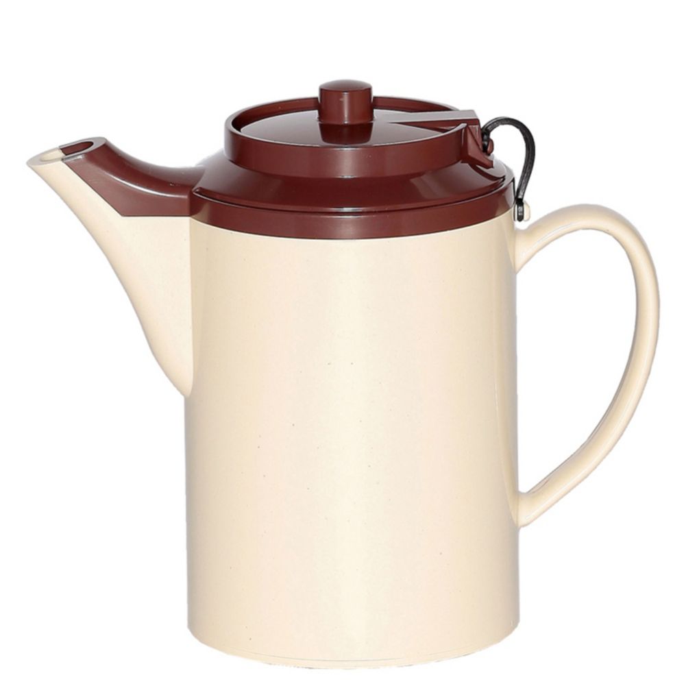 Service Ideas Plastic .5 Liter Stoneware / Brown Teapot w/ Tether