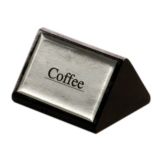 American Metalcraft Black Wood Triangular Coffee Sign w/ Silver Label