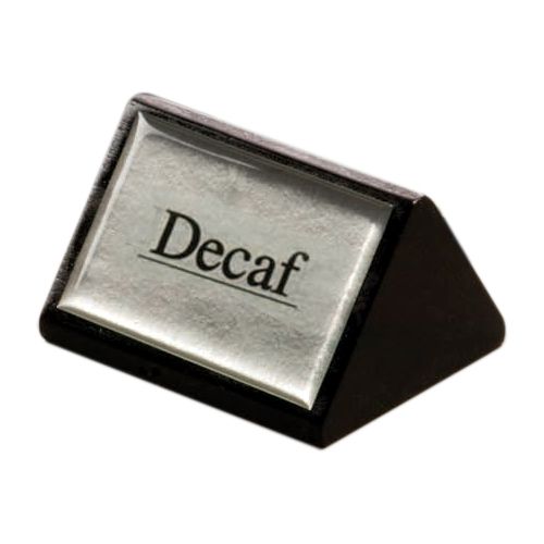 American Metalcraft Black Wood Triangular Decaf Sign w/ Silver Label
