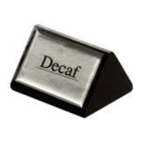American Metalcraft Black Wood Triangular Decaf Sign w/ Silver Label