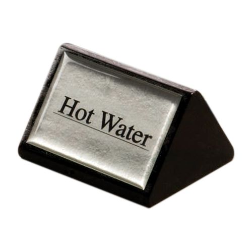American Metalcraft Black Wood Triangle Hot Water Sign w/ Silver Label