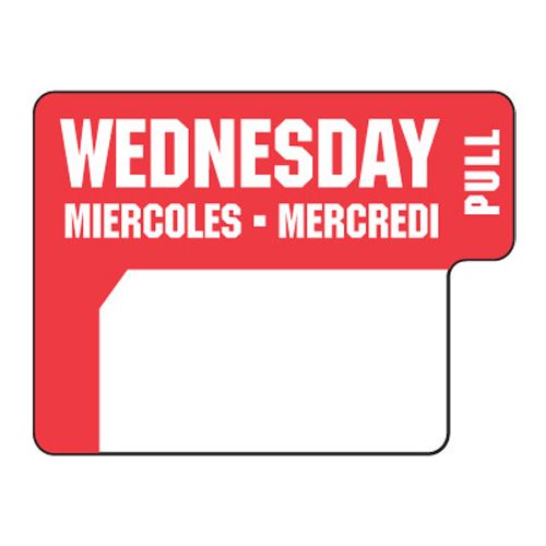 DayDots DuraLabel 1" x 3/4" Trilingual Wednesday Red Label