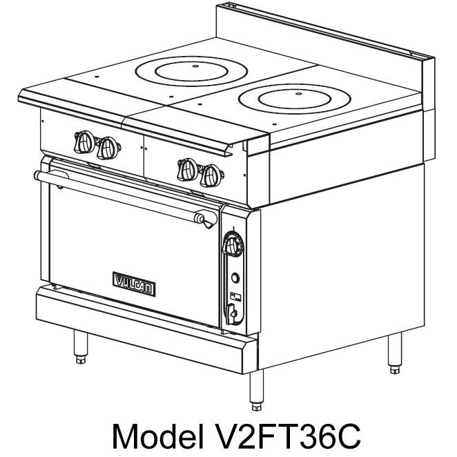 Vulcan Hart 36" Gas Range w/ Dual French Tops and Cabinet Base