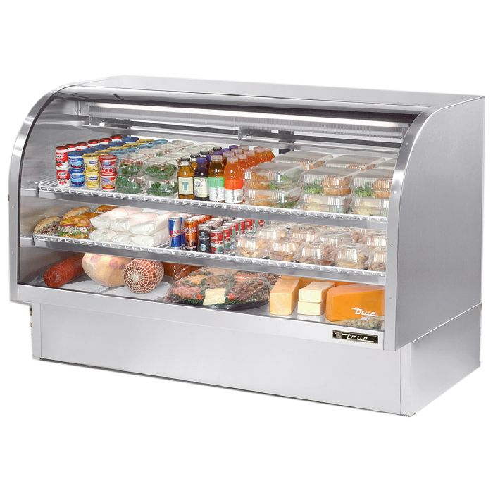 True&reg; S/S 2-Shelf Curved Glass Refrigerated Deli Case, 37.1 Cu Ft
