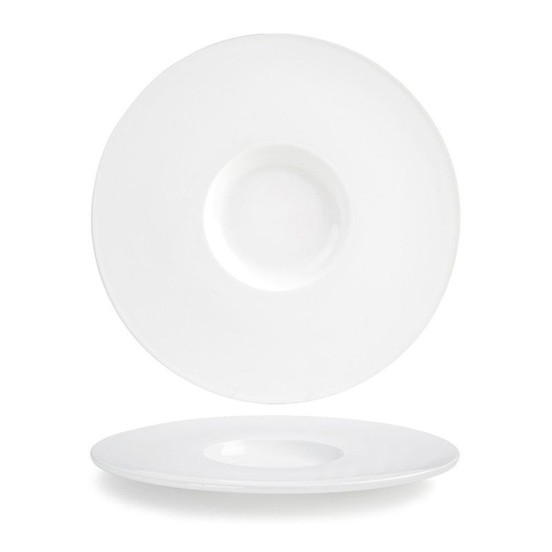 Front Of The House&reg; Monaco White Porcelain 12-1/2" Wide Plate