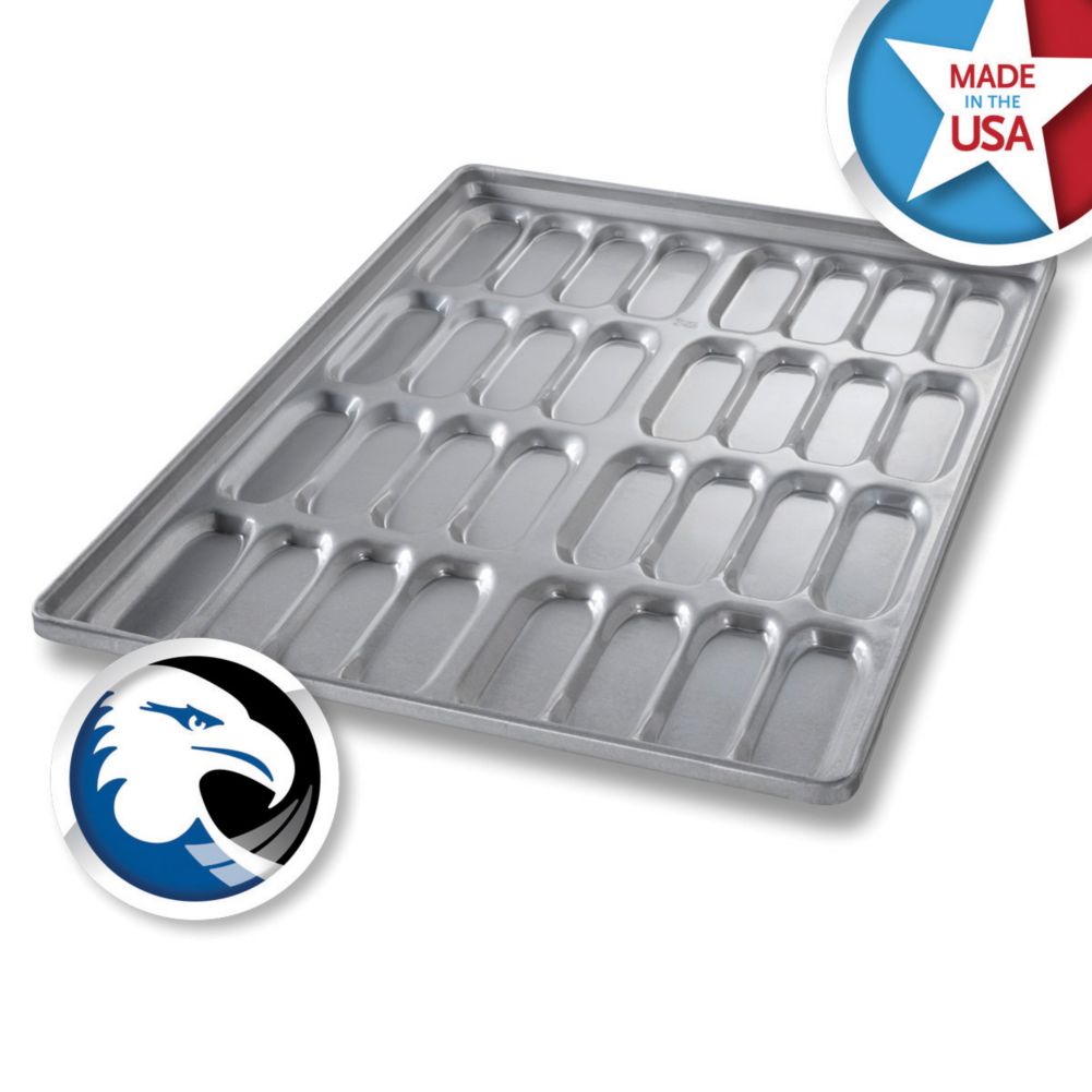 Chicago Metallic Bakeware Glazed Hot Dog  Bun Pan / Cluster of 32