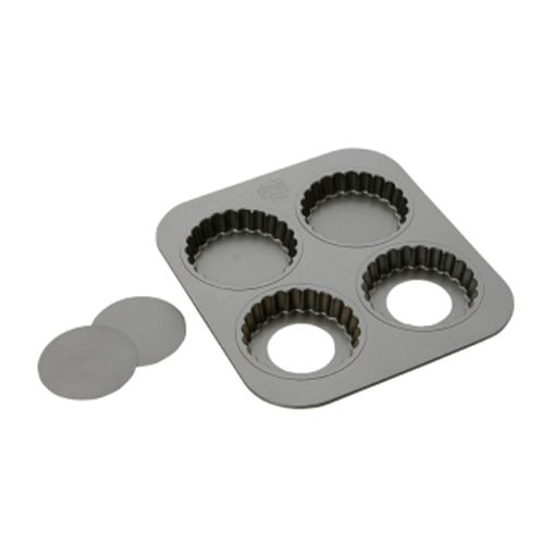 Focus Foodservice Non-Stick Carbon Steel 4-Mold Tartlet Pan