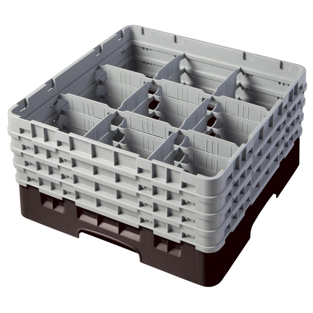 Cambro Camrack 9 Comp Full Size Glass Rack w/ 4 Extenders, Brown