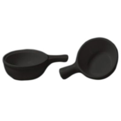 Diversified Ceramics Black 7 oz Handled Onion Soup Crock