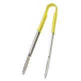 Browne Foodservice S/S 9" Tong with Yellow PVC Coated Handle