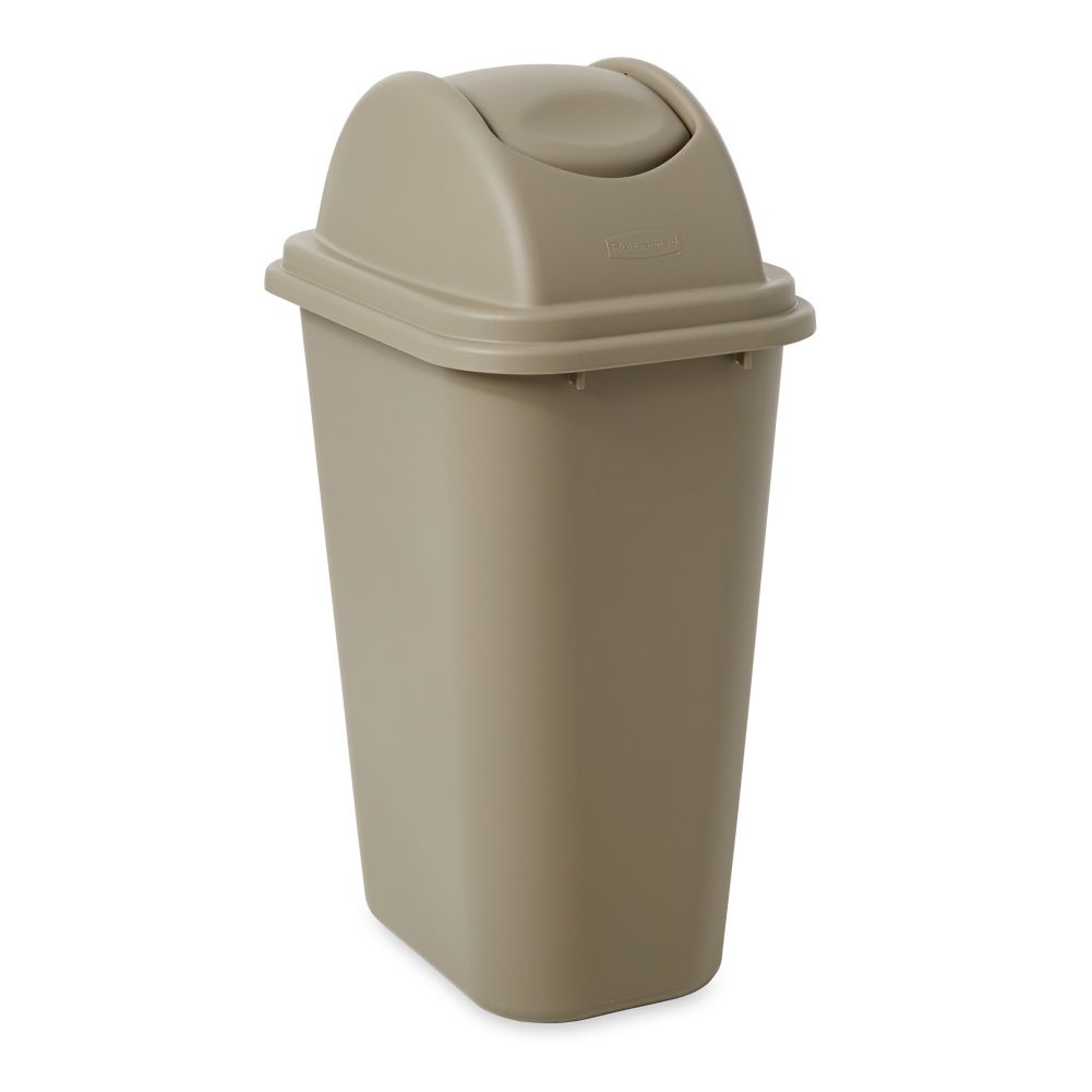 Rubbermaid Untouchable&reg; Beige 41 Qt Wastebasket / Lid Combo