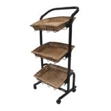 Three Tier Rect Display Basket, Black Tube Frame