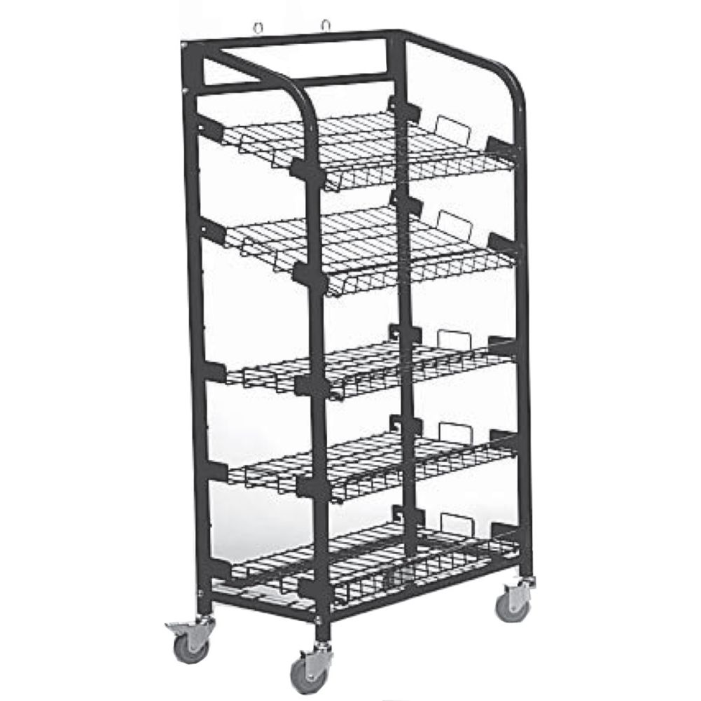 Mobile Display Rack, Black 5 Shelf, 56 x 29 x 18