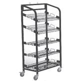 Mobile Display Rack, Black 5 Shelf, 56 x 29 x 18