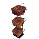 Countertop Display, 3-Tier, Wicker Baskets & Black Frame